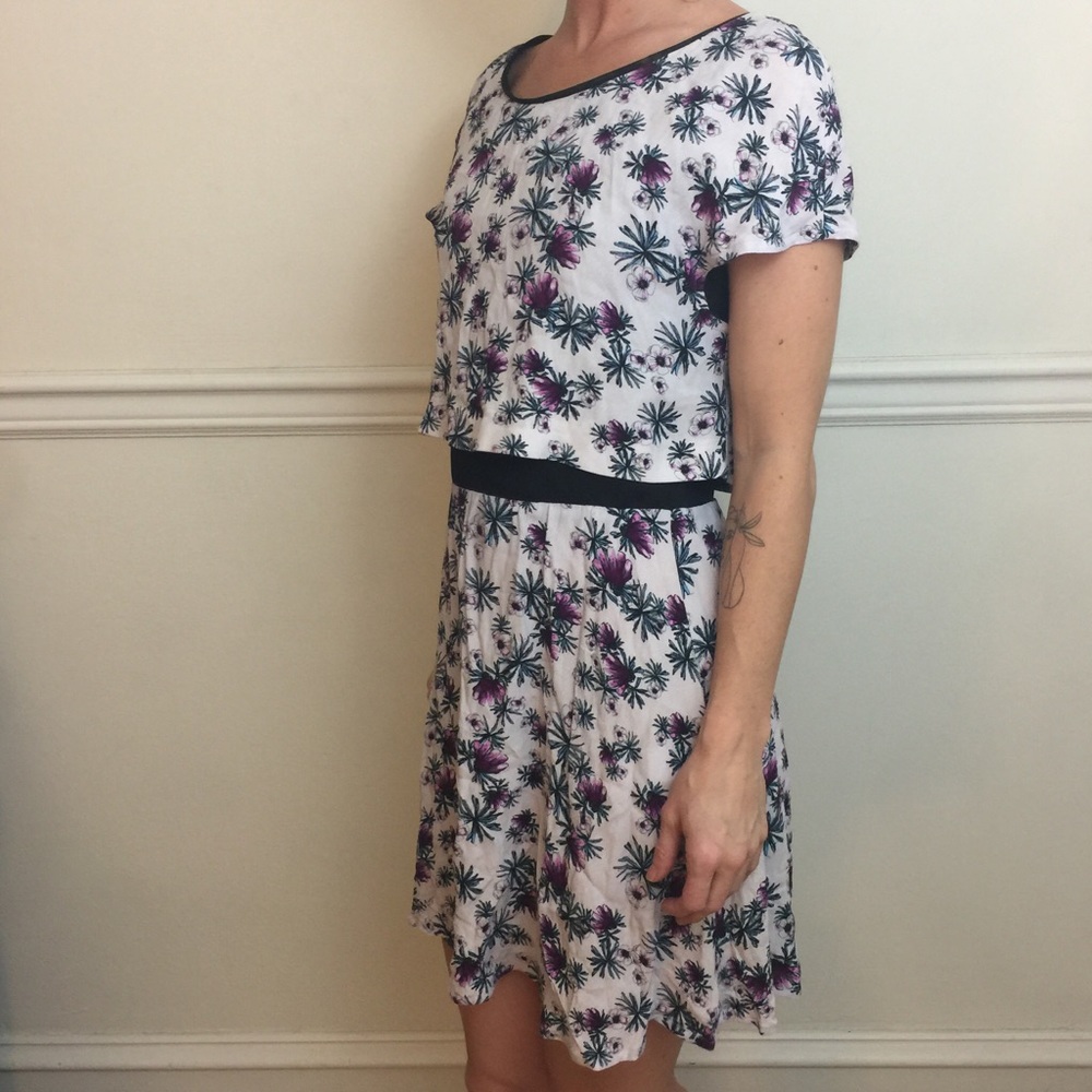 MAJE Floral Purple Wishy Print Mesh Waist Dress - Picture 8 of 8